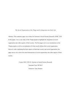 The Social Organization of the Tlingit and Its Integration