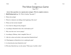 The Most Dangerous Game - Ms.Sullivan`s English ​9 and 10