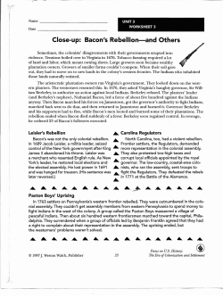 Close-up: Bacon`s Rebellion-and Others