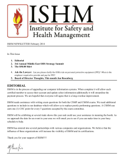 February - Institute for Safety and Health Management