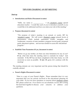 TIPS FOR CHAIRING AN IEP MEETING