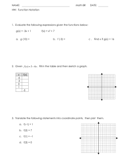 NAME: Math 8R DATE: HW: Function Notation 1. Evaluate the