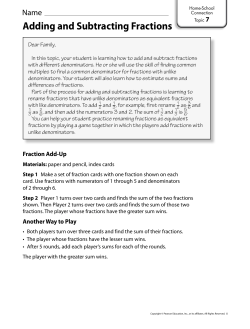Topic 7 Adding and Subtracting Fractions