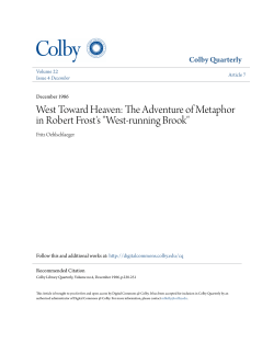 West Toward Heaven: The Adventure of Metaphor in Robert Frost`s