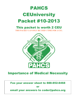 PAHCS CEUniversity Packet #10-2013
