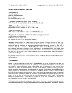 Haptic Interfaces and Devices