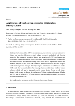 Applications of Carbon Nanotubes for Lithium Ion Battery Anodes