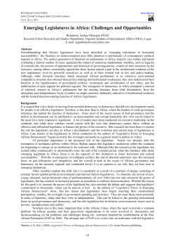 Emerging Legislatures in Africa: Challenges and Opportunities