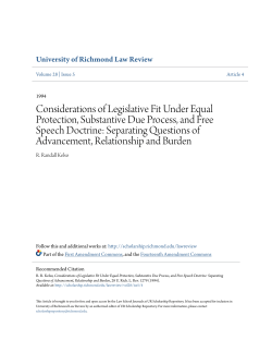 Considerations of Legislative Fit Under Equal Protection