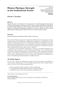 Mission Mystique: Strength at the Institutional Center