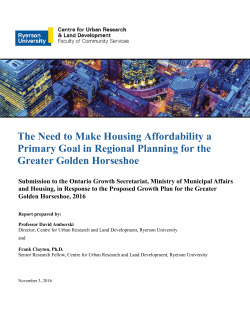 The Need to Make Housing Affordability a Primary Goal in Regional