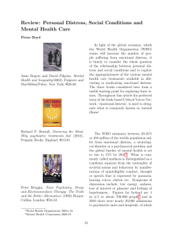 Review: Personal Distress, Social Conditions and Mental Health Care