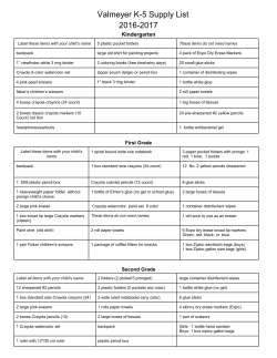 K-5 Supplies List