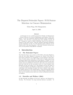 The Disputed Federalist Papers: SVM Feature Selection via