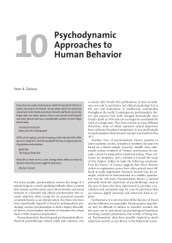 Psychodynamic Approaches to Human Behavior