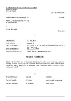 Perlich and Perplat Investments v Gelman