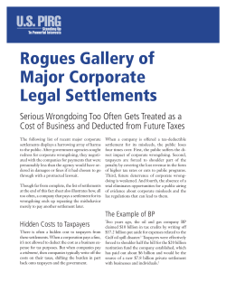 Rogues Gallery of Major Corporate Legal Settlements