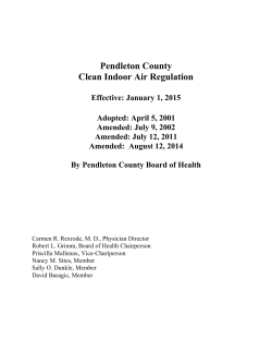 Clean Indoor Air Regulation - Pendleton County Health Department