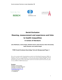 Social Exclusion Meaning, measurement and experience and links