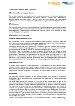 Internship Guidelines - Master in Mechanical Engineering