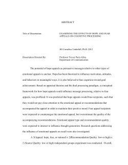 ABSTRACT The potential of hope appeals as persuasive messages