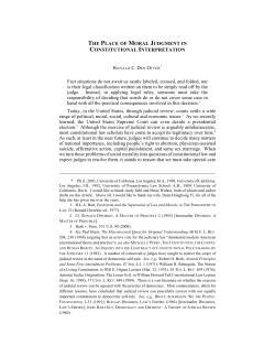 The Place of Moral Judgment in Constitutional Interpretation