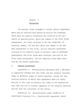Chapter V Discussion The present study intended to verify certain