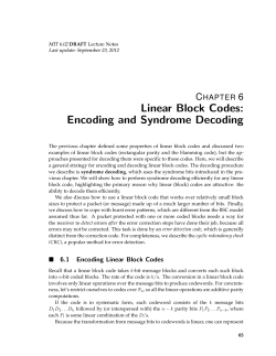 Linear Block Codes: Encoding and Syndrome Decoding