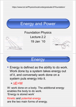 Energy and Power Energy
