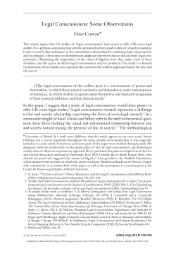 Legal Consciousness: Some Observations