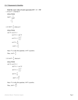 Find the exact value of each expression if 0&deg; < &theta;