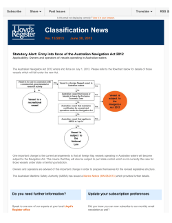 Entry into force of the Australian Navigation Act 2012