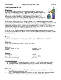1-6 Reactivity of Metals lab fy11