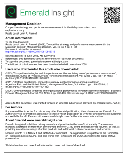 Competitive strategy and performance measurement in