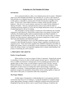 Evaluating Art: The Principles Of Critique Introduction Art is a
