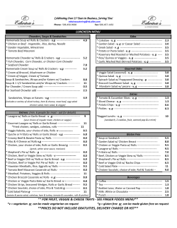 PRICES DO NOT INCLUDE GRATUITIES, DELIVERY CHARGE OR