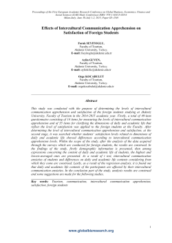 Effects of Intercultural Communication Apprehension on Satisfaction