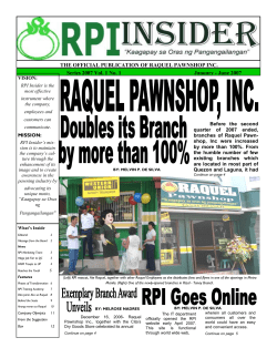 THE OFFICIAL PUBLICATION OF RAQUEL PAWNSHOP INC