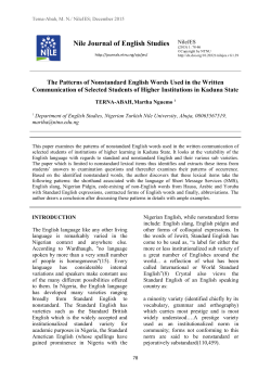 Nile Journal of English Studies - Nile Journals