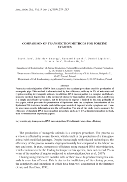 Comparison of transfection methods for porcine zygotes