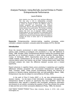 Analysis Paralysis: Using BizCafe Journal Entries to Predict