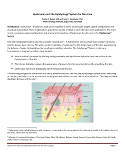 Hyaluronan and the HylaSponge&reg;System for Skin Care