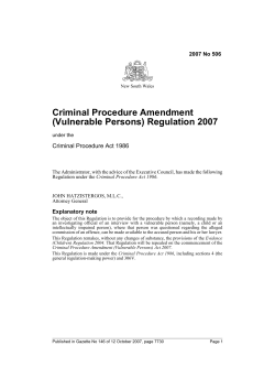 Criminal Procedure Amendment (Vulnerable