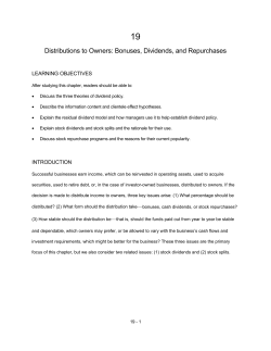 Distributions to Owners: Bonuses, Dividends, and Repurchases