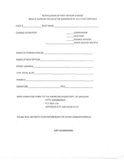 NOTIFICATION OF POST OFFICER CHANGE SEND IF CHANGES