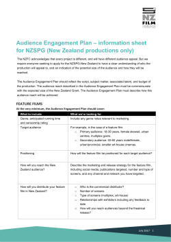 Audience Engagement Plan Info Sheet NZSPG
