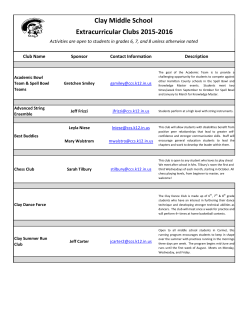 Clay Middle School Extracurricular Clubs 2015-2016