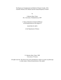 The Report on Unemployment and Relief in Western Canada, 1932