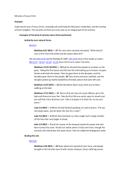 Miracles of Jesus Christ Synopsis Supernatural acts of Jesus Christ