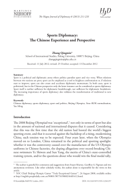Sports Diplomacy: The Chinese Experience and Perspective